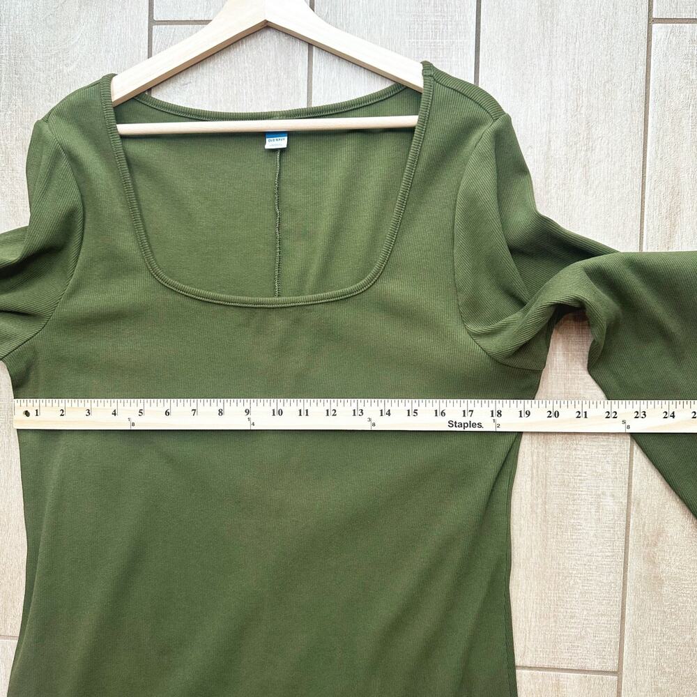 Old Navy Ribbed Knit Square Neck Midi Dress XXL Green Minimalist Classic Capsule - Picture 10 of 11